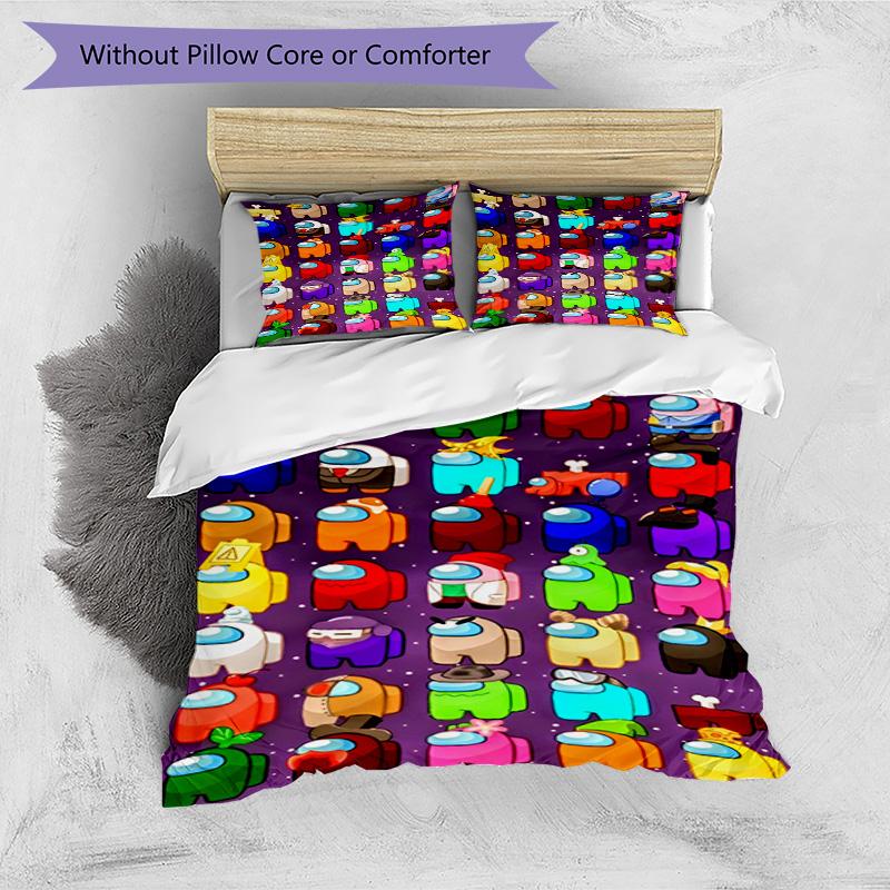 3pcs Duvet Cover Set (1*Duvet Cover + 2*Pillowcase, Without Core), Among Us Print Bedding Set, Bedroom Decor, All‑Season, Birthday Gift