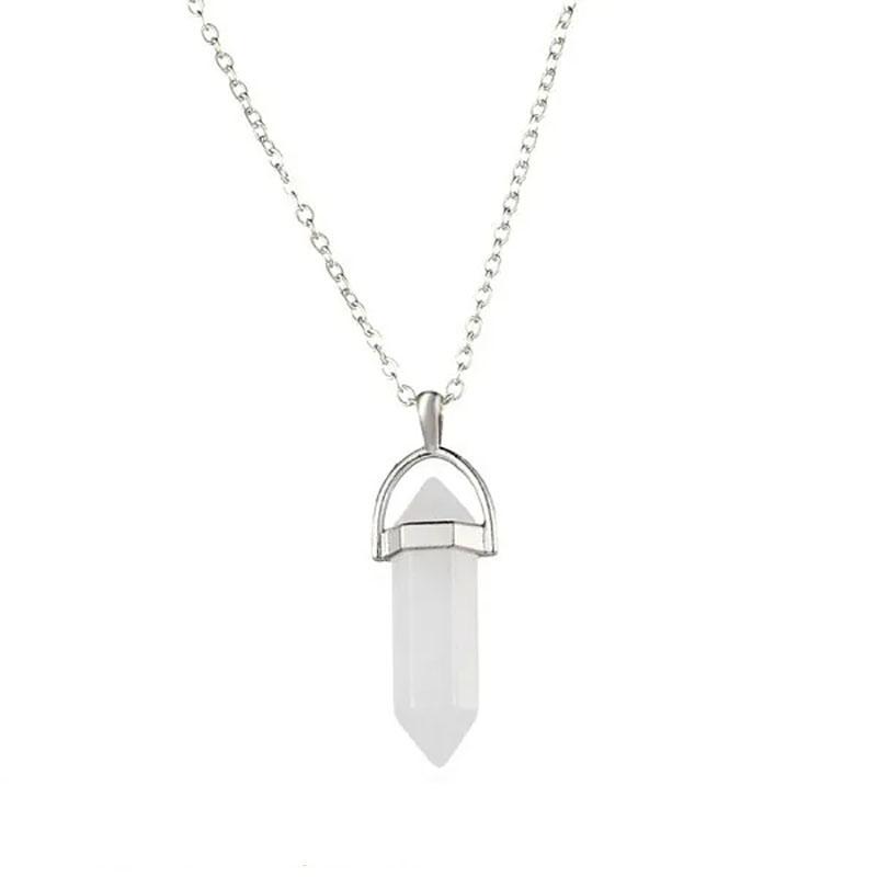 Natural Stone Necklace Hexagonal Pendant Chakra Healing Stone Crystal Jewelry For Women And Men Birthday Gifts