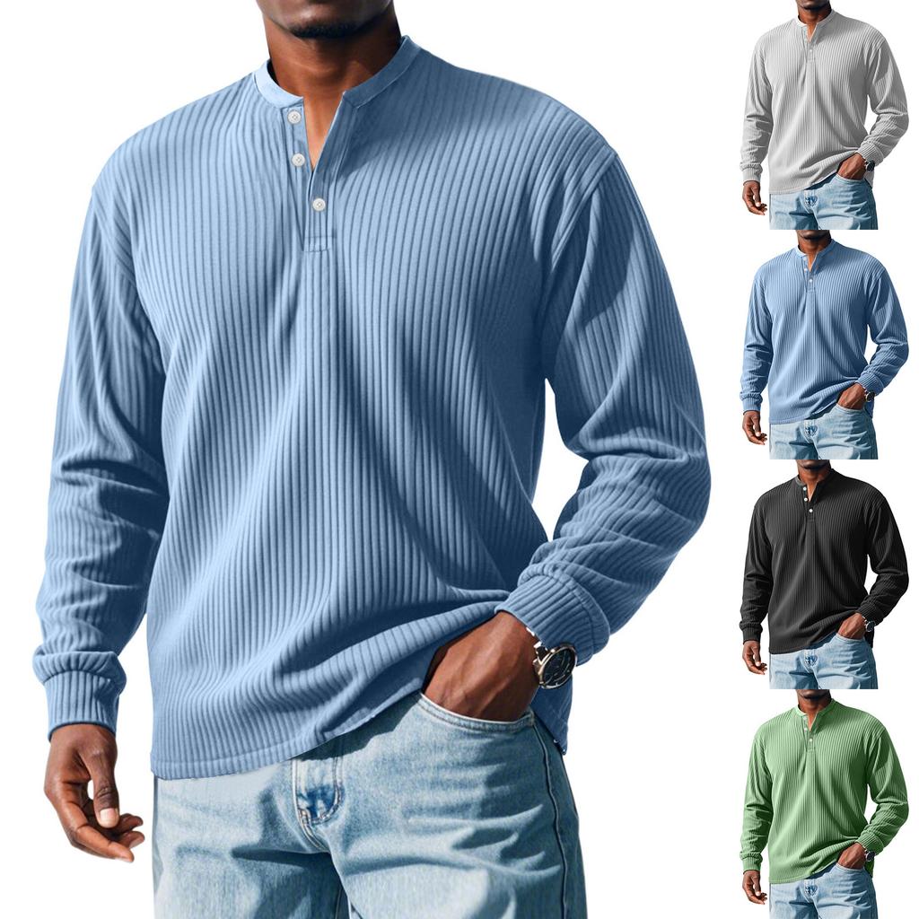 Men'S Button Loose Casual Long Sleeved Shirt Fashionable Top