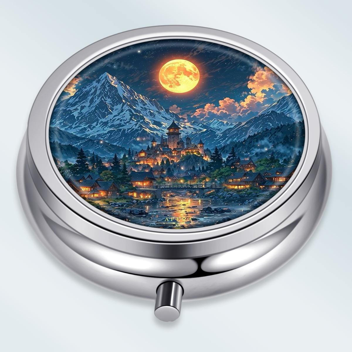 

Portable Pill Box with 3 Compartments, Mini Metal Medicine Organizer Case, Cute Printed Pill Container for Vitamins, Pills, Jewelry, Travel, Daily Use разноцветный