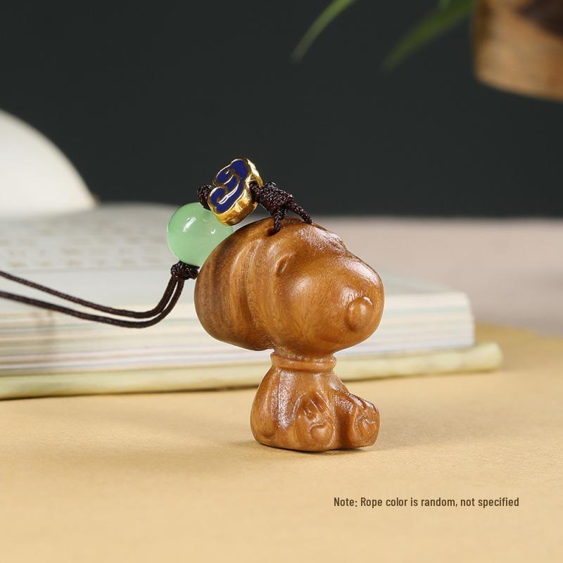 Sandalwood Rosewood Cartoon Snoopy Dog Phone Charm & Keychain Pendant