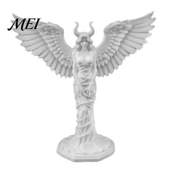 Matte Texture Ornaments Demon Angel Statue, 3D Printed Wings Texture, Devil Fall-Resistant Ornament for Desk Study Entrance Hall Decoration