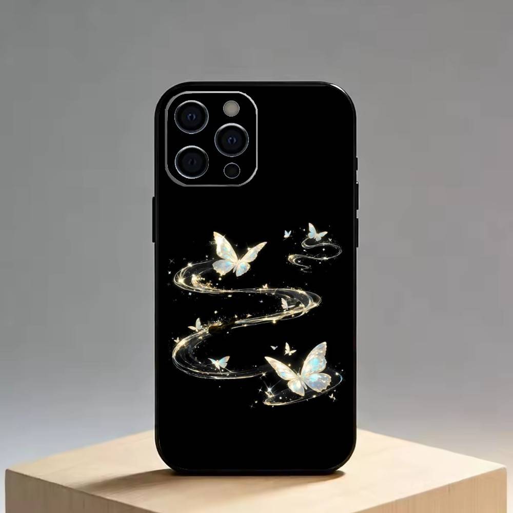 

Glow In The Dark Butterfly Phone Case For iPhone 17,16,15,14,13,12,11 Plus,Pro Max,XS,Soft Silicone Black Cover iPhone16plus