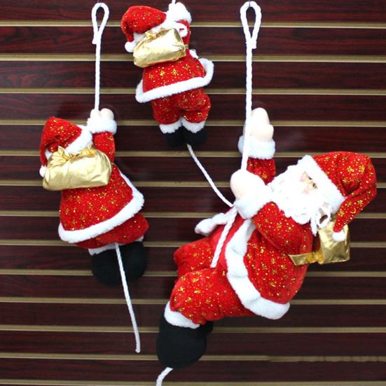 Yousheng Santa Claus Climbing Rope Christmas Decoration Plush Doll Christmas Tree Climbing Old Man Hanging Pendent Fireplace Decor