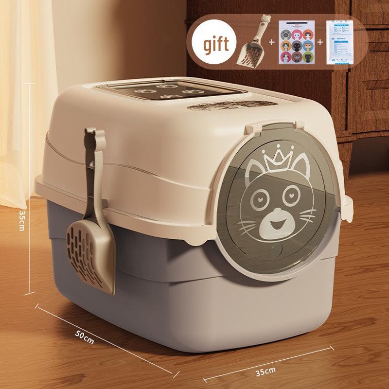 Fully Enclosed Oversized Cat Litter Box with Deodorizing Anti-Splash Design