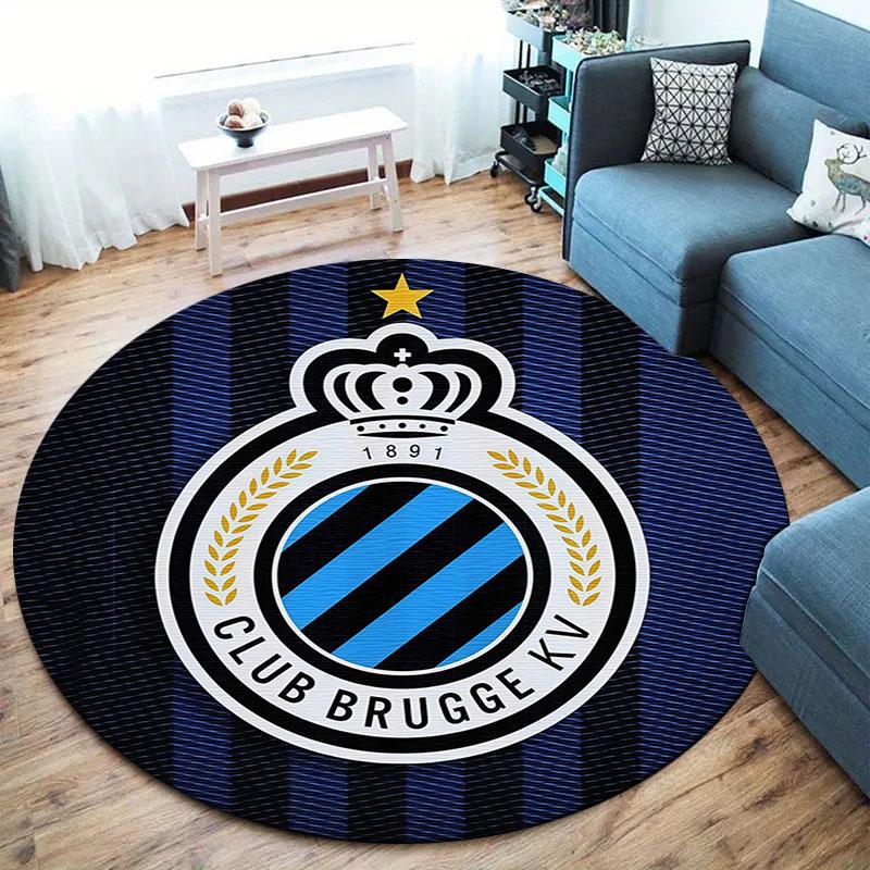 Club Brugge KV Round Area Rug,Carpet Rug for Living Room Bedroom Sofa Playroom Decor,Non-slip Floor Mat