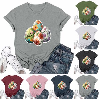 Women's Fashion Printed Round Neck Short Sleeved Casual T-shirt Top