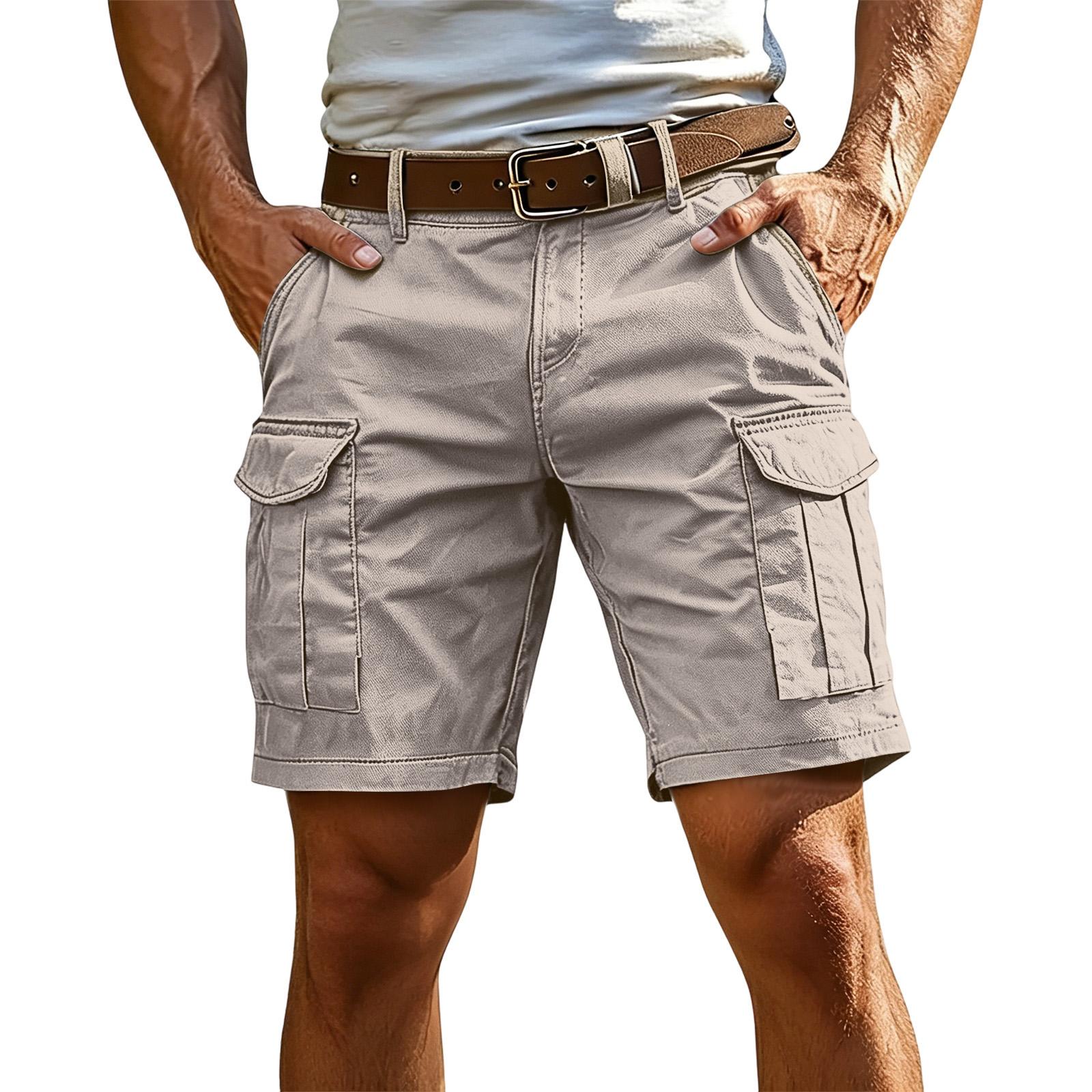 Leichte Cargoshorts für Herren, 5 Zoll Innenbeinlänge, Lässige Arbeits-Wander-Shorts mit Taschen, Sommer Outdoor Schnelltrocknend, Gürtel Nicht Enthalten XXXXL beige