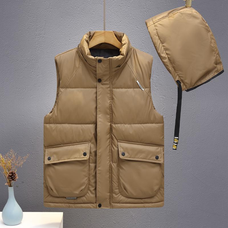 Autumn and Winter Men's Waterproof Cotton Vest Loose Handsome Vest Warm Student Trend Vest Thickened Jacket