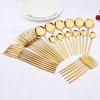 30pcs Gold Dinnerware Set Stainless Steel Cutlery Set Steak Knife Fork Coffee Spoon Flatware Cake Fork Teaspoon Silverware Western Kitchen Tableware