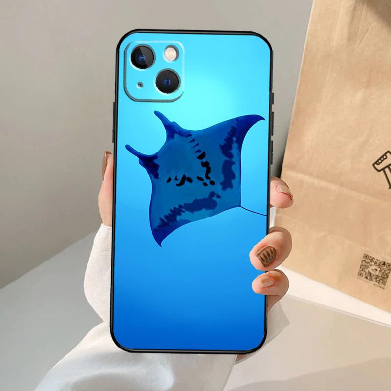 Animal Manta Ray Phone Case For iPhone 17 Air 16 14 13 12 11 15 Pro Max 13 12 Mini 15 16 Plus 16e Cover Coque