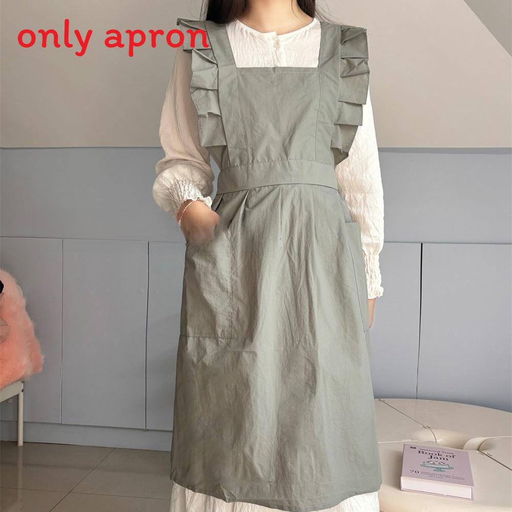 Waterproof Cotton Sleeveless Apron With Floral Edges For Cooking And Art Projects