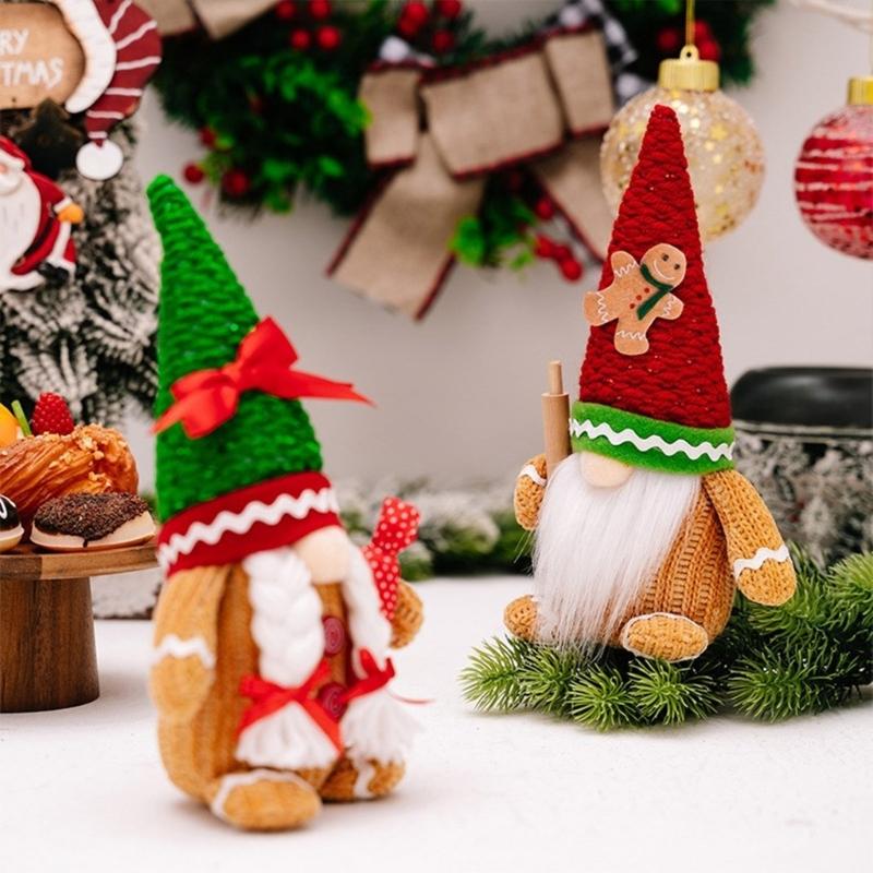 Handmade Christmas Gingerbreads Gnomes Christmas Gingerbreads Man Gnomes Plush Collection Holiday Ornament Decors