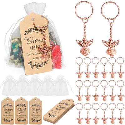 30 Set Keychains Collection with Thank You Cards and Bag Wedding and Birthdays Party Souvenir Keyring for Gifting