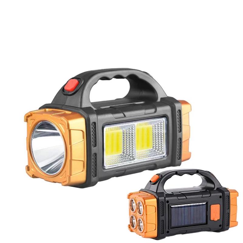 6 Gears Rechargeable Flashlight Waterproof Torch Light Portable Powerful Lantern Solar USB Charging for Outdoor Accessories