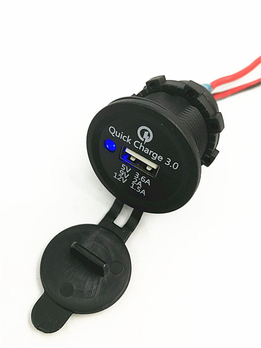 

1Set 3.6A USB Motorcycle Quick Charge 3.0 Car Charger Adapter 12V-24V Black