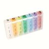 Weekly Rainbow Pill Box 28 Grids 4 Times A Day Portable Pill Organizer Spring Assisted Easy to Open for Vitamins and Supplements