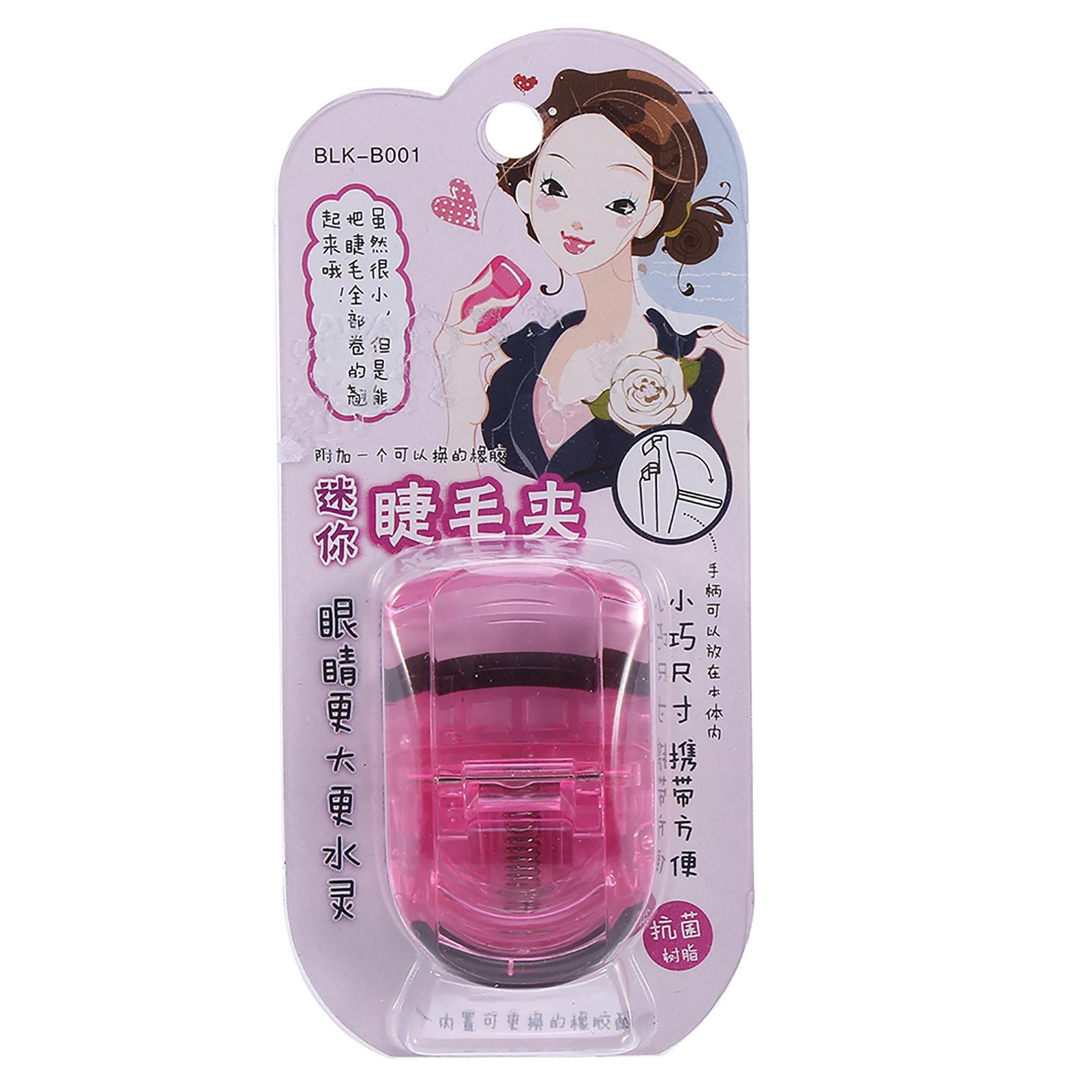 

Mini Portable Eyelash Curler Clip with Rubber Eyelash Natural Curling Clip Cosmetic Tools Pink