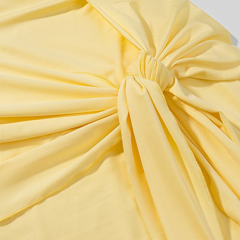 Kaslead New Women clothes Western Style Fashion Slim fit Sloping Shoulder Lace-up Long sleeve Knitted dress