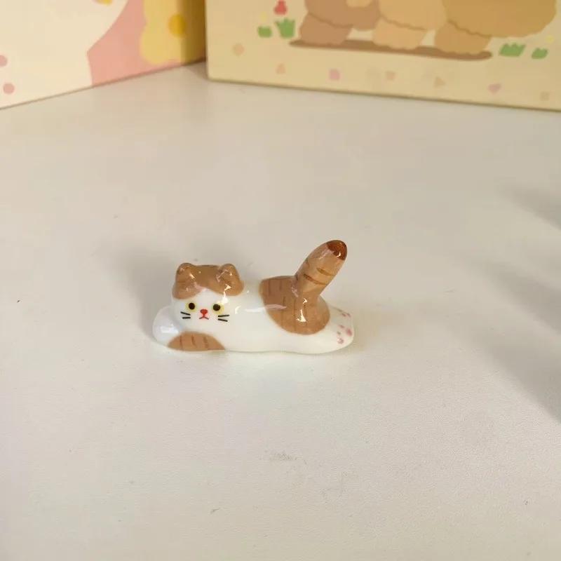 Ceramic Cute Cat Chopstick Holder Tableware Japanese Style Underglaze Restaurant Simple Oval Spoon Bracket Utensil for Kitchen