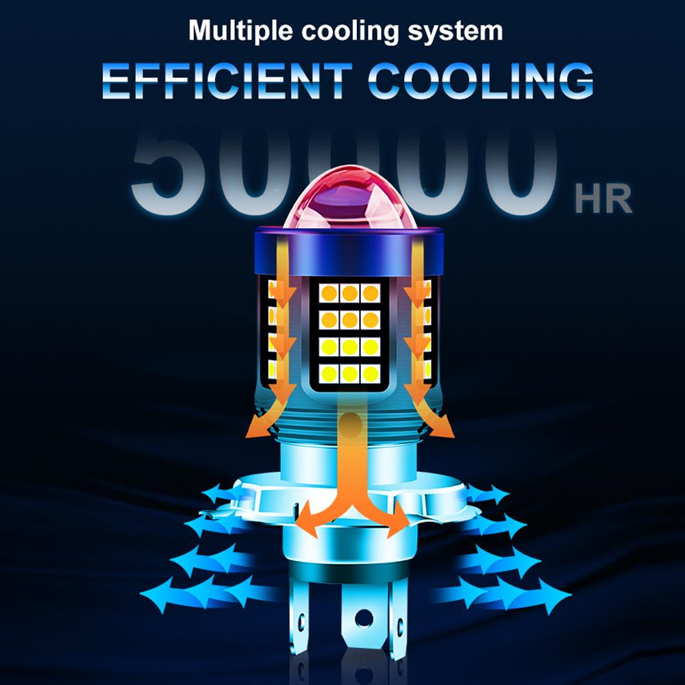 Motorradscheinwerfer mit Linse H4 Hi/Lo Beam 360 Grad 1200LM Superhell Weiß 6000K 12 - 80V 3030 Chips