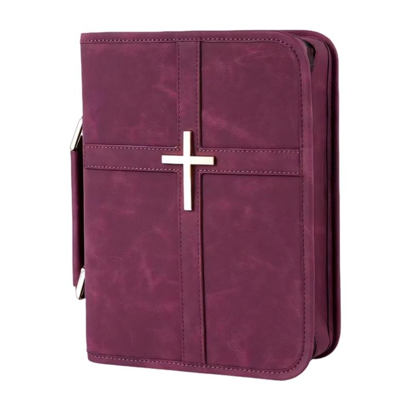 Borsa porta libro di preghiera Custodia per libro in pelle PU con chiusura completa e maniglia per il trasporto per culto, viaggi e uso domestico
