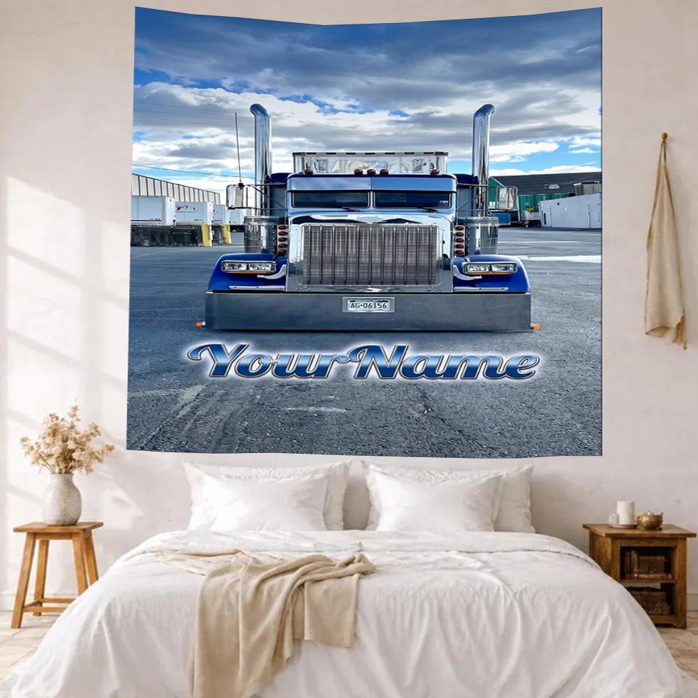 Peterbilt Heavy Trucks Custom Your Name Wall Decor Tapestry Art For Pet Memorial Birthdaywedding Party Backdrop Family Gift