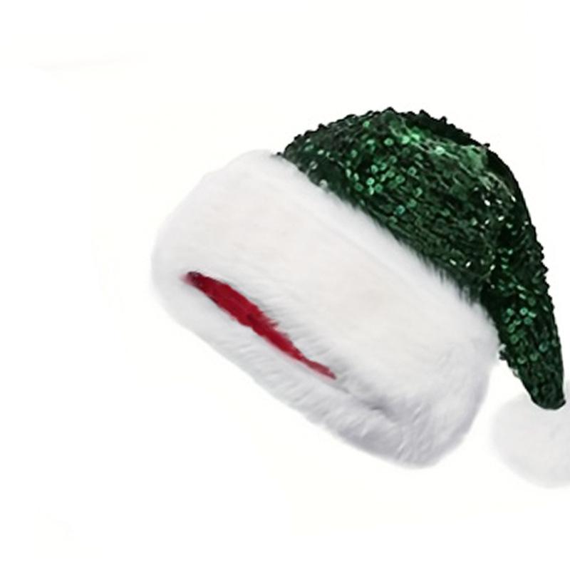 New Christmas Decorative Atmosphere Hat Double Sequined Hat Haipai Wool Hat Into Thickened Long Hair Hat Santa Claus Santa Hat