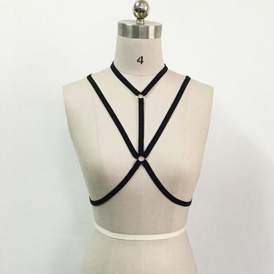 Schwarze Strumpfbänder Verband BH Frauen Harness Dessous Goth Crop Tops Damen BH