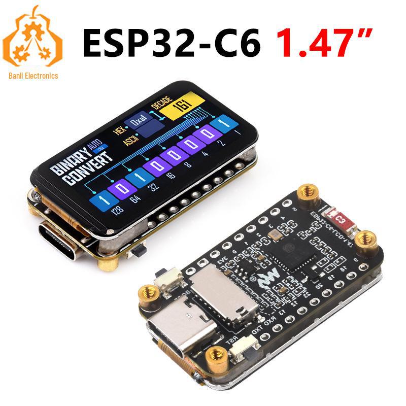 

ESP32-C6 Dev Board з РК-дисплеєм 1,47 172x320, світлодіодами RGB, слотом SD, сумісністю з Arduino