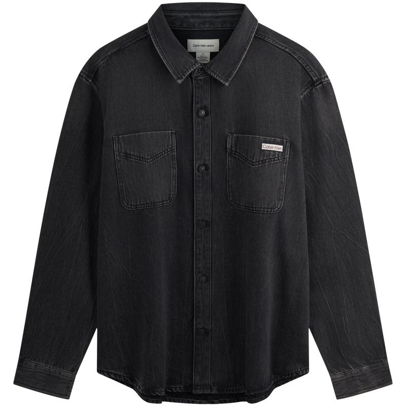 Calvin Klein American Vintage Style Pure Cotton Casual Long Sleeve Shirt Men Shirts Black 4RB995G