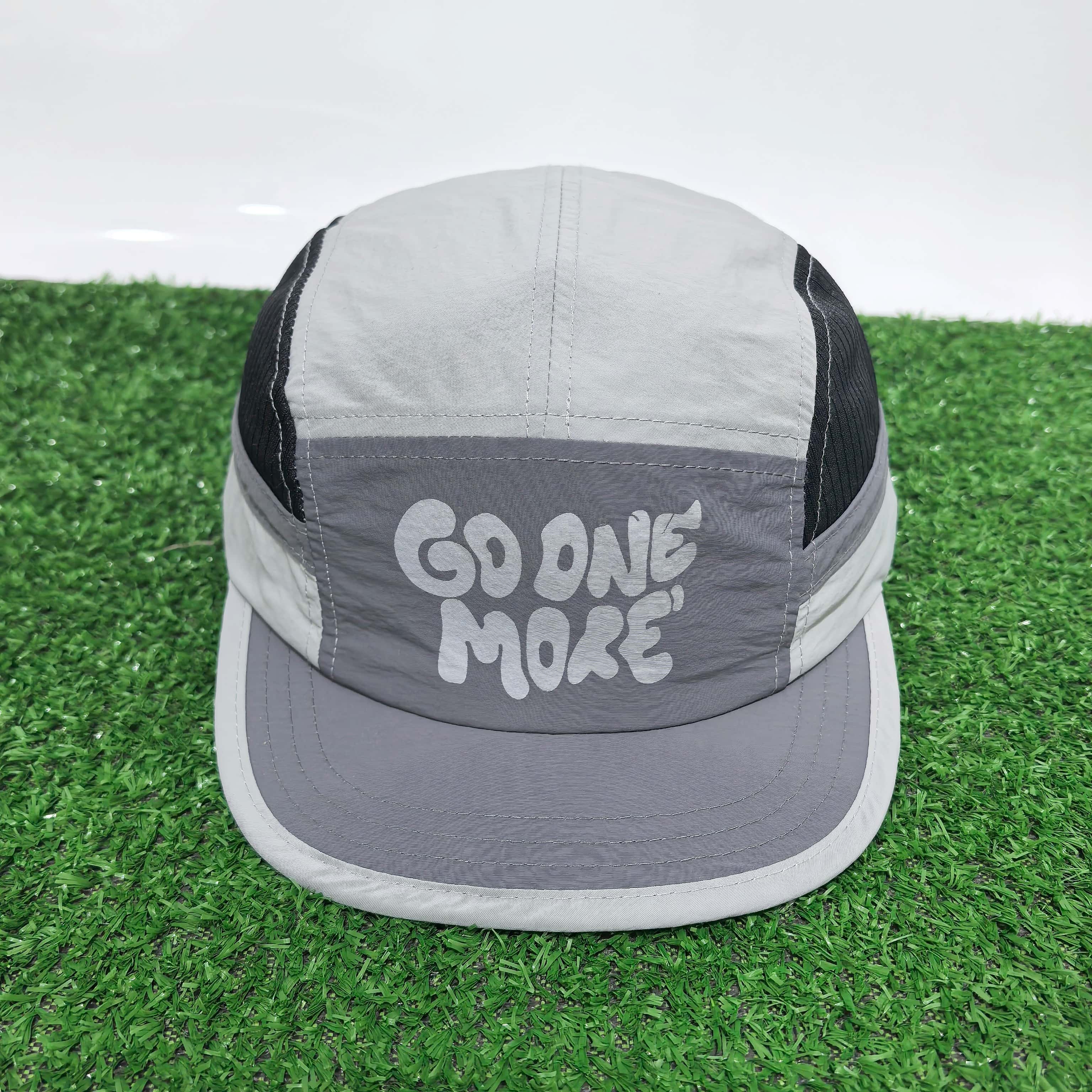 

Go One More Letter Print 5 Panel Camp Cap, Summer Breathable Mesh Running Hat, Adjustable Drawstring Outdoor Sports Baseball Cap серый