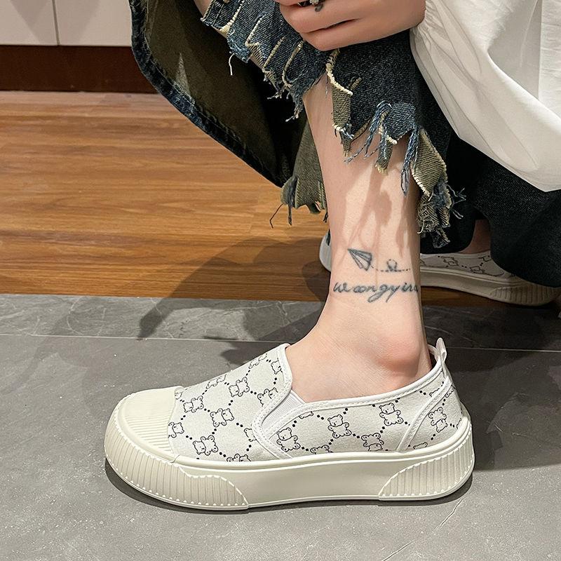 Canvas Hohe Plateau-Slipper Weiß Damen Schuhe Leichte Baumwolle Designer 2026 Neue Mode Angebot Sommer in Einem Damen Schuhwerk