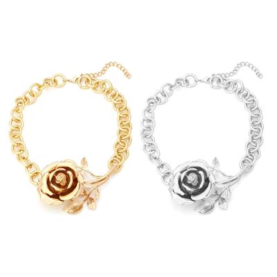 Stylish Necklace Rose Pendant Necklace Unisex Necklace Metal Texture Neck Jewelry Charm Necklace for Fashion Lover