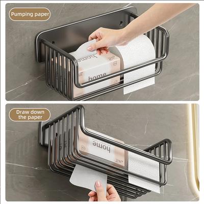 Bathroom Paper Towel Rack Punch-Free Toilet Paper Storage Rack Accessories Aluminum Shower Shelf Bathroom Organizer