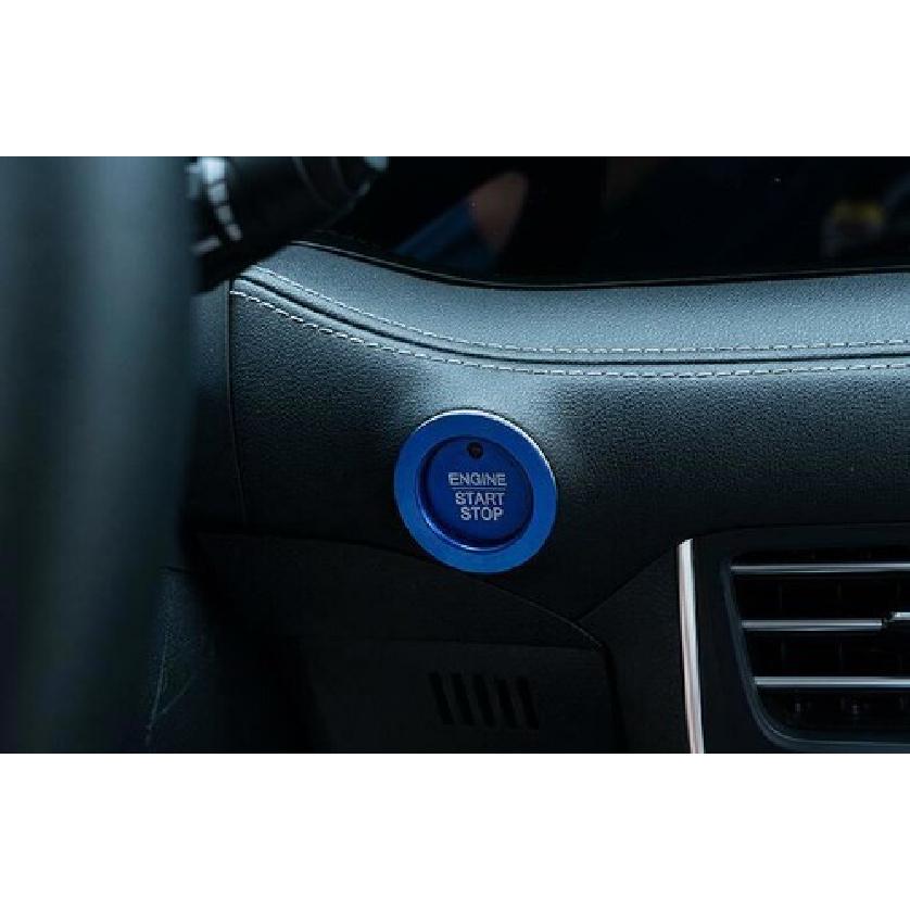 Blue Aluminum Alloy One-Click Startup Cover Trim 1PCS For Ford Edge 2015-