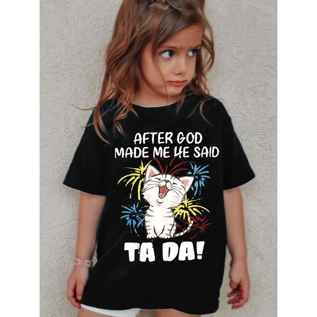 2026 New Kids T-Shirts Cute Cat Graphic Animal Print Summer Fashion Children Clothes Funny Round Neck Cute Cat Lover Streetwear