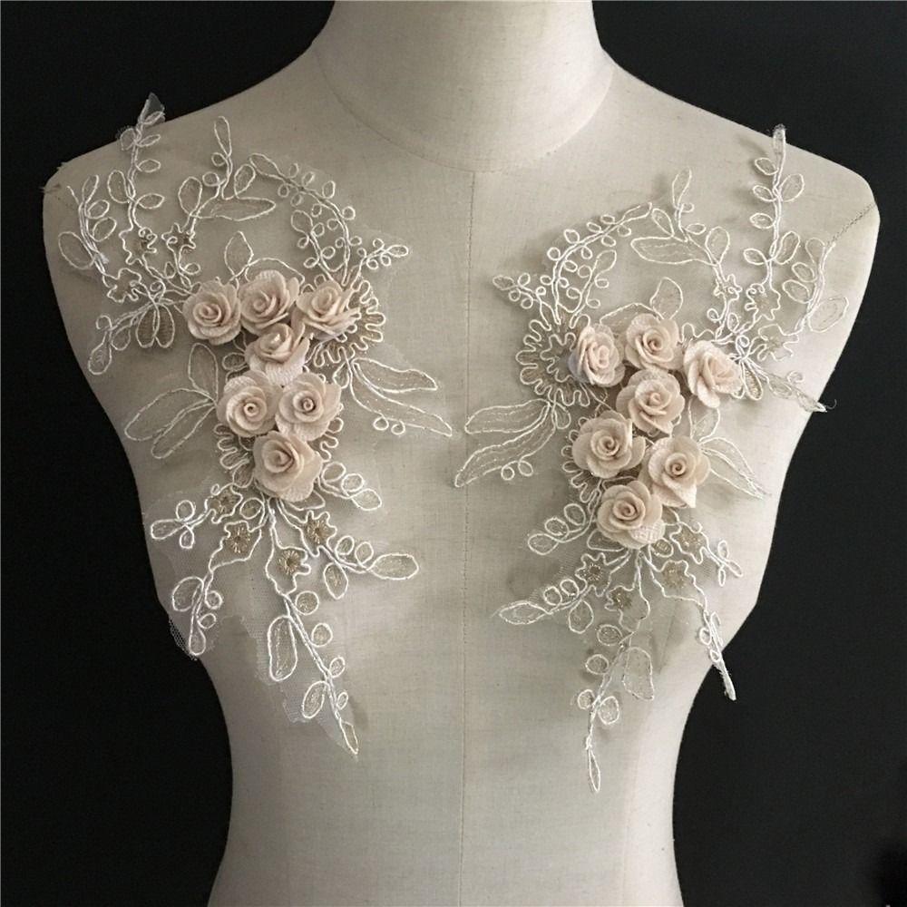 1Pcs Durable 3D Flowers Imitation Patch DIY Lace Tulle Applique Collar Embroidery Patch Sewing Trim Decoration