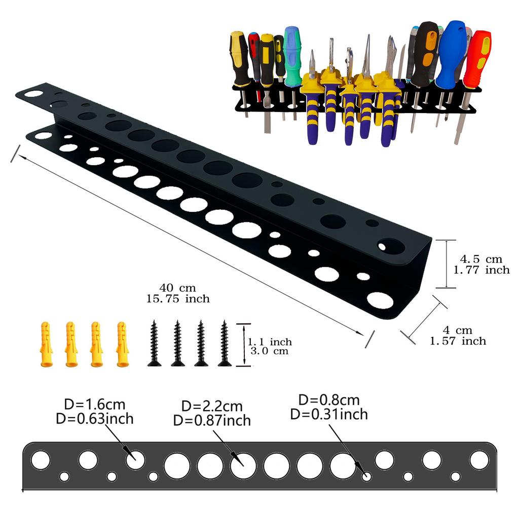 Wall-Mounted Heavy-Duty Metal Tool Holder & Storage Rack Space-Saving Storage for Pliers & Screwdrivers Perfect Gift for Men/Fathers