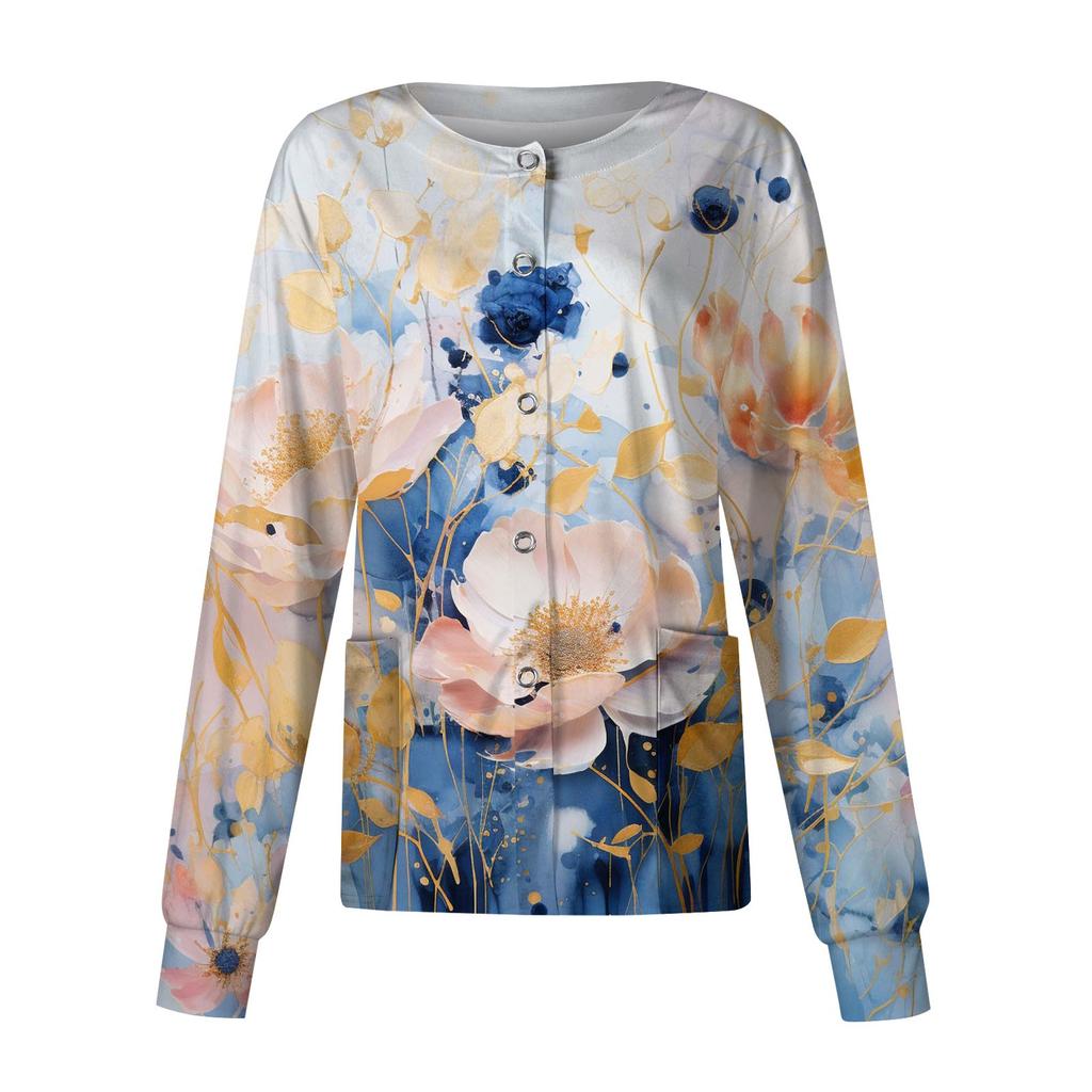 Femei cu mâneci lungi, model, buzunar, guler ridicat de lucru, salopetă de protecție cu un singur piept, jachetă cardigan.