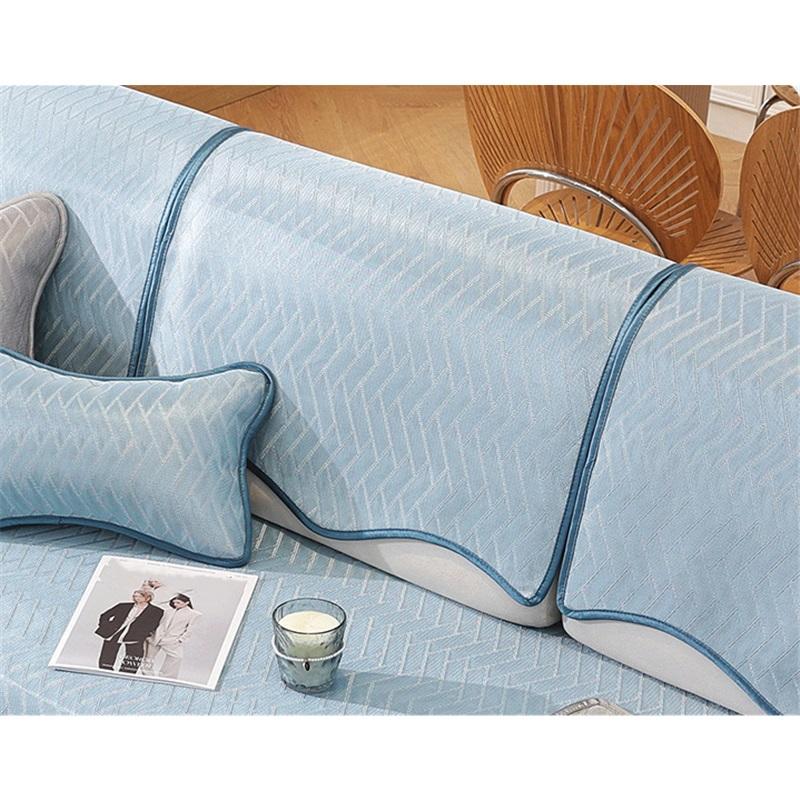 Summer Ice Silk Sofa Cover Minimalist High-End Cat Scratch Resistant Non-Slip Sofa Cushion Mat Cool Seat Footrest Chaise Lounge Protector