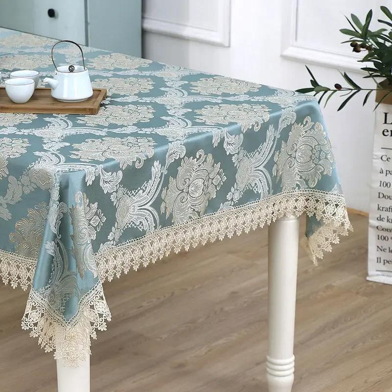 

Новый стиль, жаккардовая скатерть, прямоугольная высококачественная скатерть для журнального столика, бытовая минималистичная универсальная скатерть с кружевными краями 150x200cm