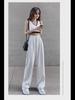 Plus-Size Loose Black Wide-Leg Drape Summer Trousers for Pear-Shaped Women