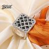 Fine Electroplated Scarf Ring Grid Square Ring Rhinestone Silk Clip Decorative Buckle Slide Elegant Wrap Holder for Women Neckerchiefs Shirts Shawls