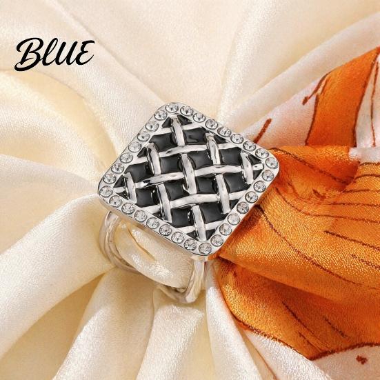 Fine Electroplated Scarf Ring Grid Square Ring Rhinestone Silk Clip Decorative Buckle Slide Elegant Wrap Holder for Women Neckerchiefs Shirts Shawls