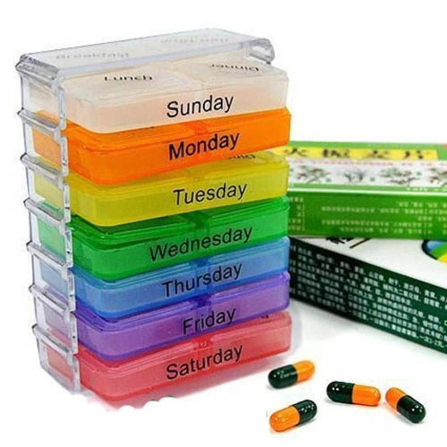 English Color Small Medicine Box Portable One Week Sealed Medicine Box 7-layer Folding Small Medicine Box Portable Medicine Box