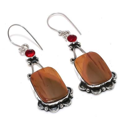 Natürlicher Mookait, Granat Edelstein 925 Sterling Silber Ohrring 2,36" z5r44
