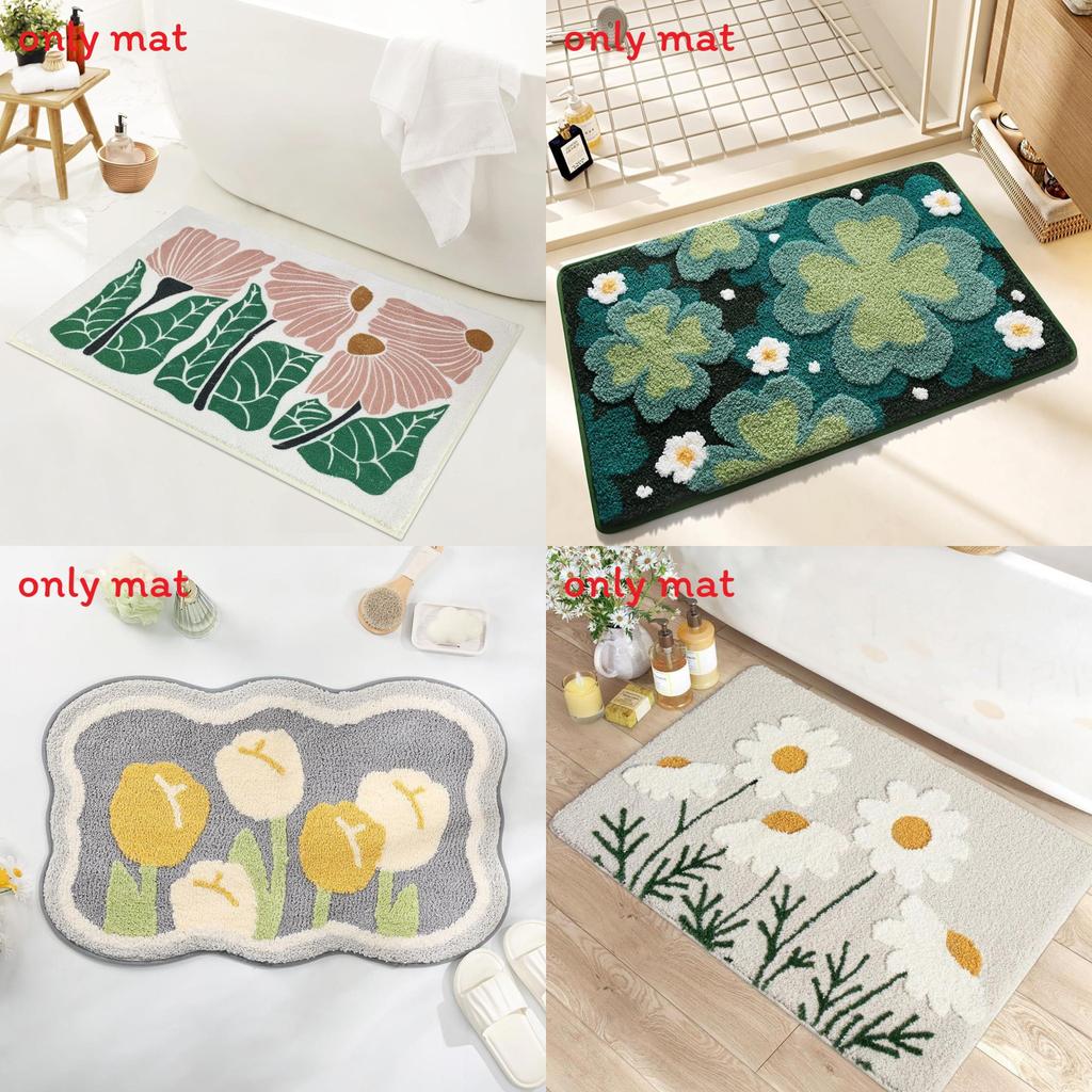 Sweet Flower Pattern Plush Absorbent Floor Mat Carpet For Bedroom Or Bathroom