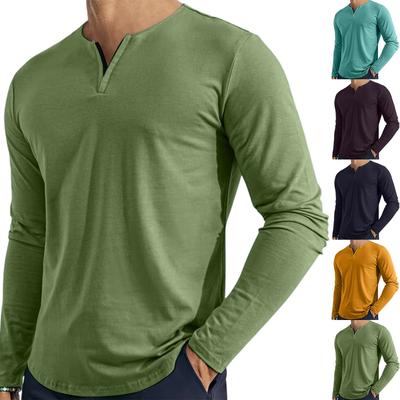 Men's V-neck Long-sleeved Top Is Casual