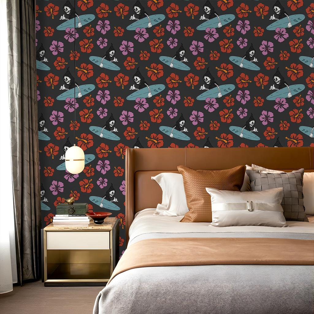 Vintage Skulls Floral Peel and Stick Wallpaper for Bedroom Halloween Removable Contact Paper for Walls Cabinets Decor